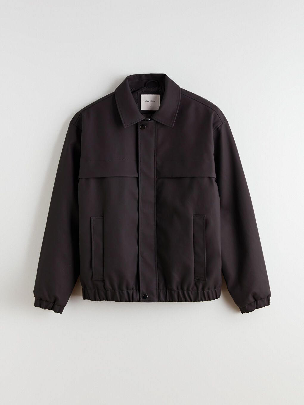 Kahverengi Rahat Kalıp Gömlek Yaka Erkek Deri Görünümlü Mont-5