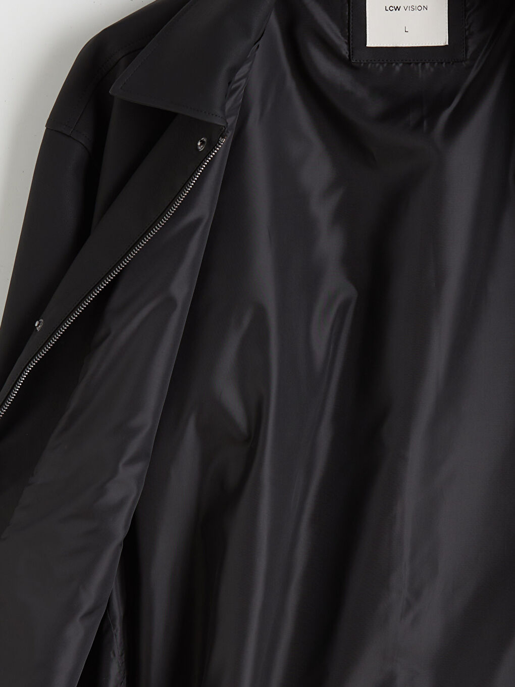 Siyah Standart Kalıp Erkek Deri Görünümlü Mont-7