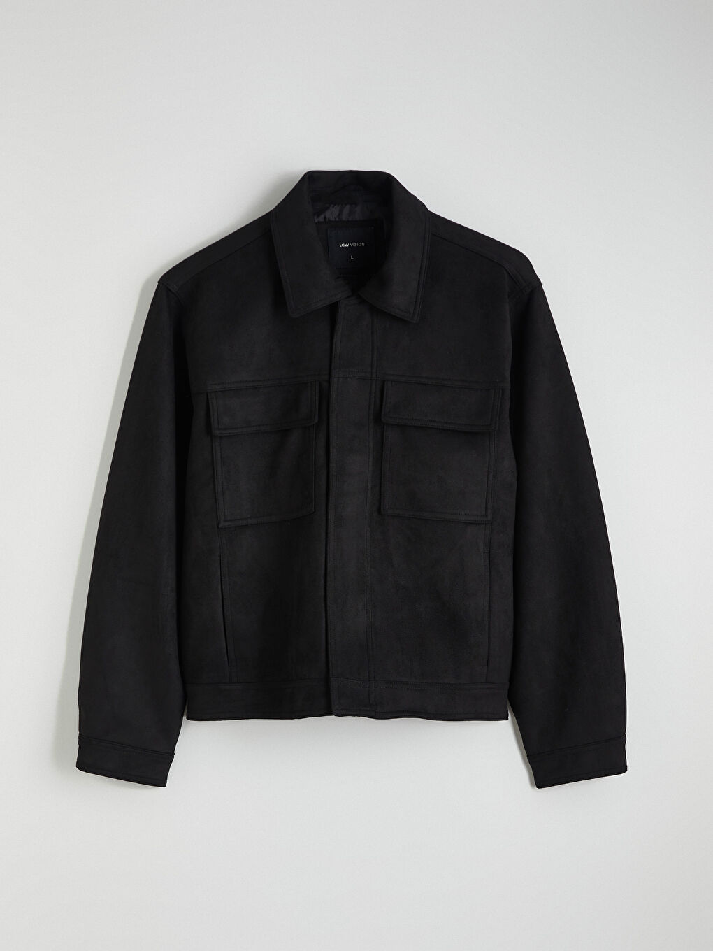 Siyah Rahat Kalıp Ceket Yaka Süet Erkek Mont