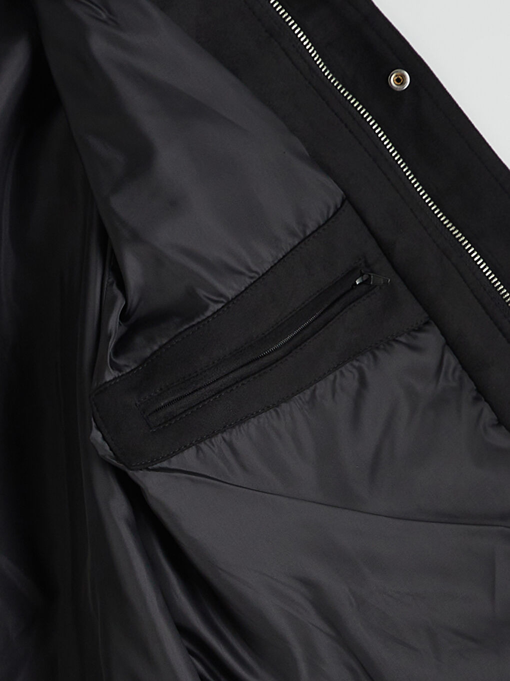 Siyah Rahat Kalıp Ceket Yaka Süet Erkek Mont-2