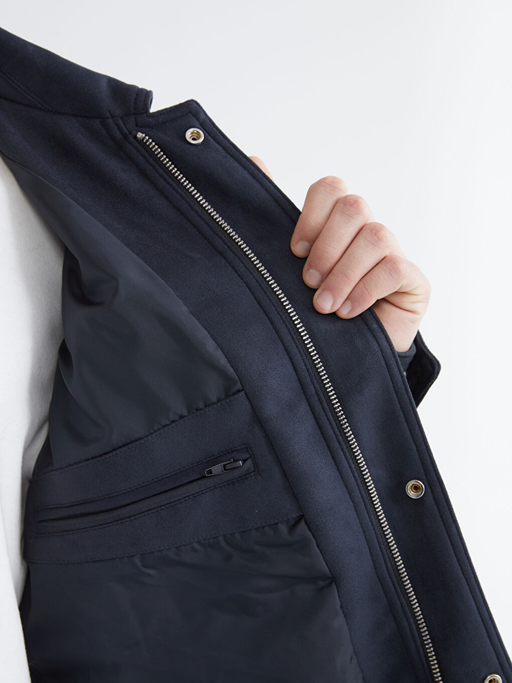 Petrol Rahat Kalıp Ceket Yaka Süet Erkek Mont-4