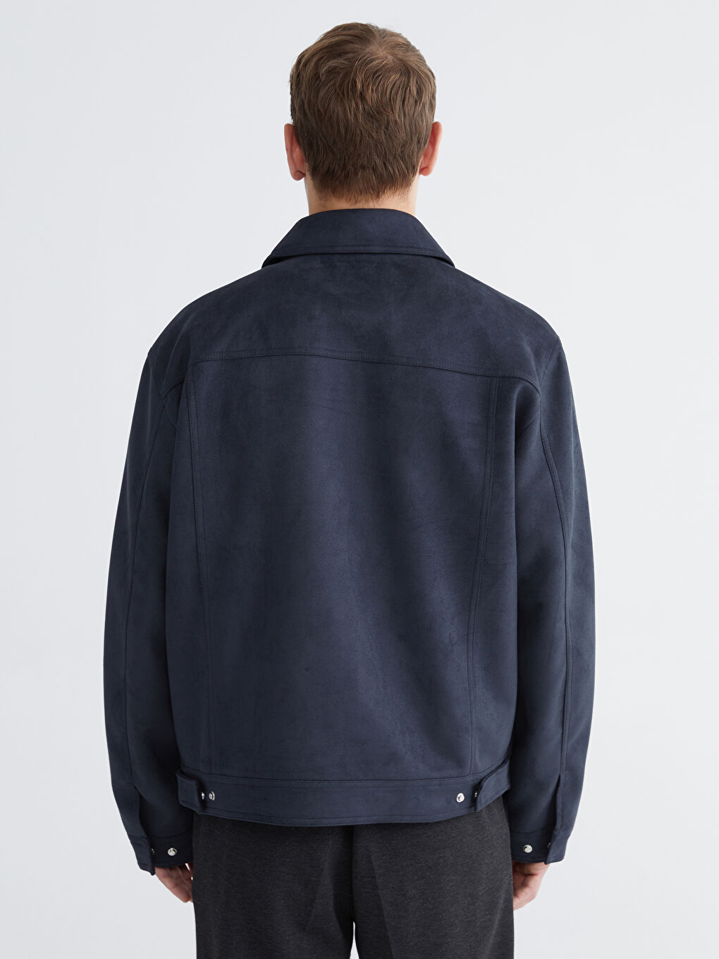 Petrol Rahat Kalıp Ceket Yaka Süet Erkek Mont-6