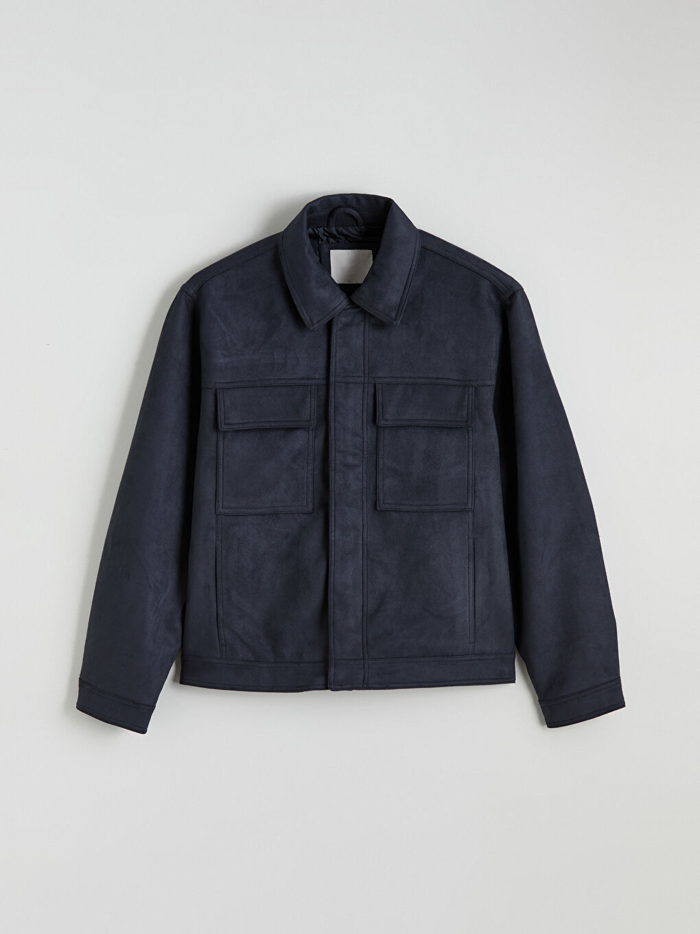 Petrol Rahat Kalıp Ceket Yaka Süet Erkek Mont-7