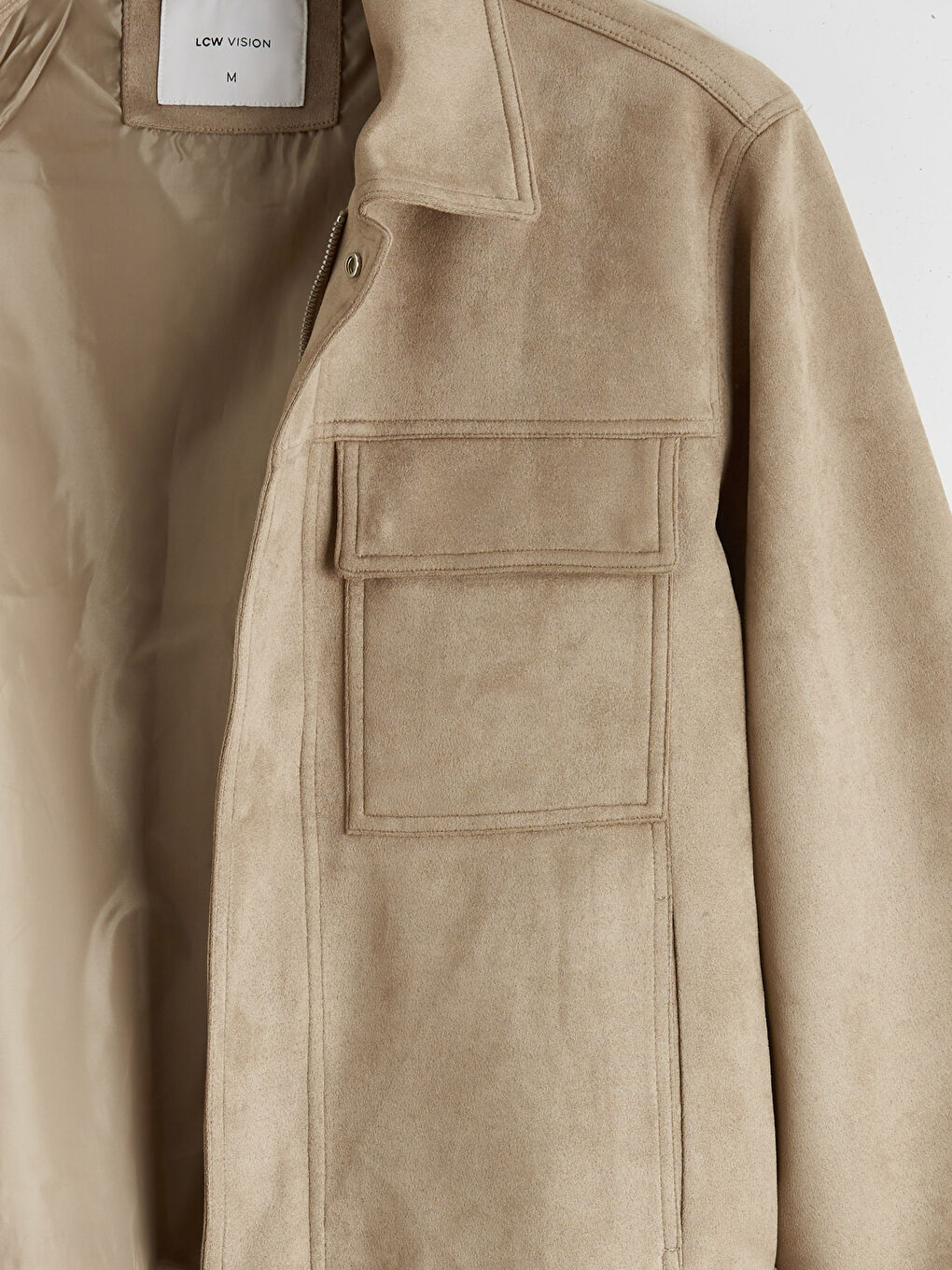 Sarı Rahat Kalıp Ceket Yaka Süet Erkek Mont-6