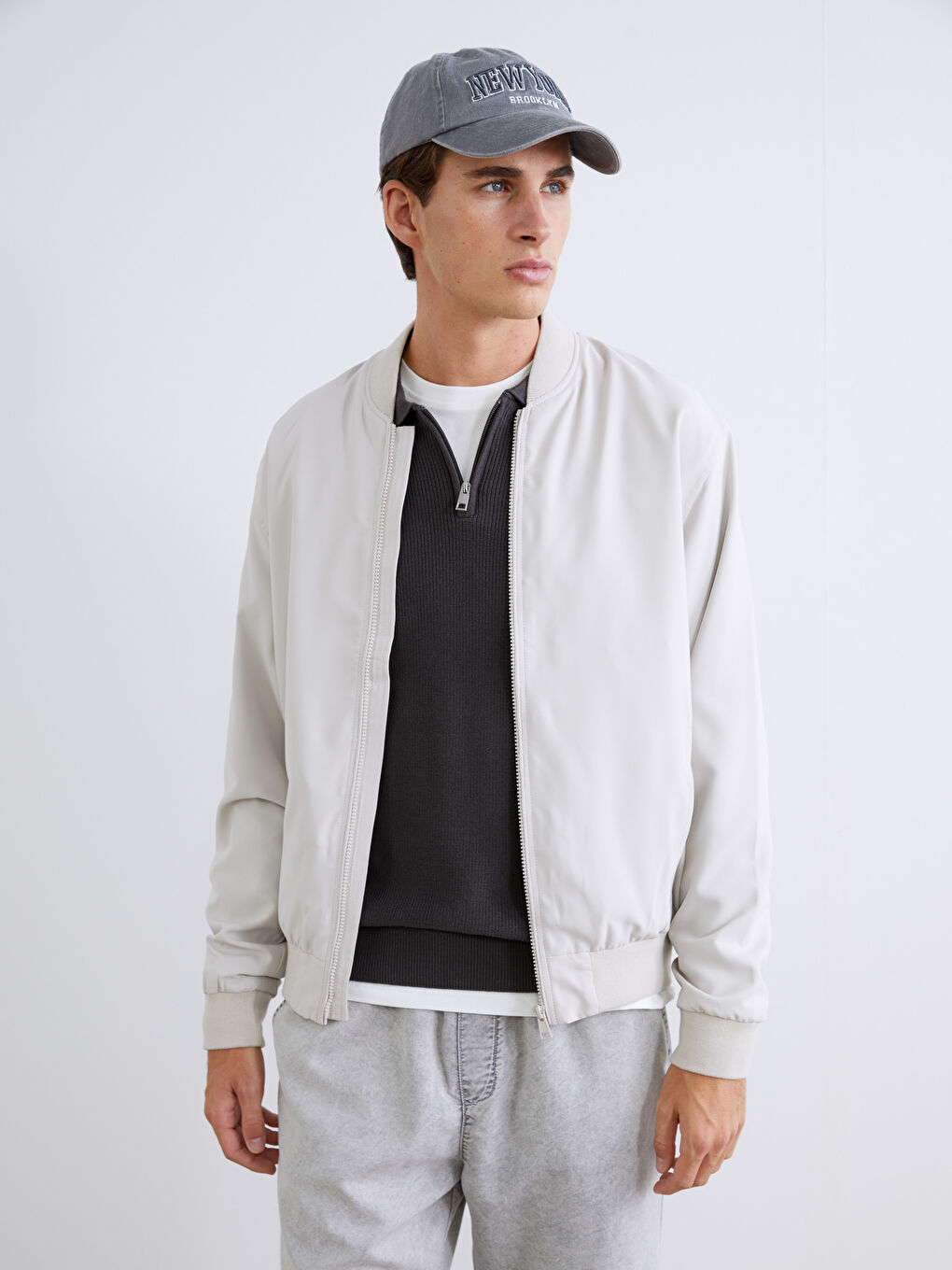 Regular Fit Baseball Collar Men's Jacket