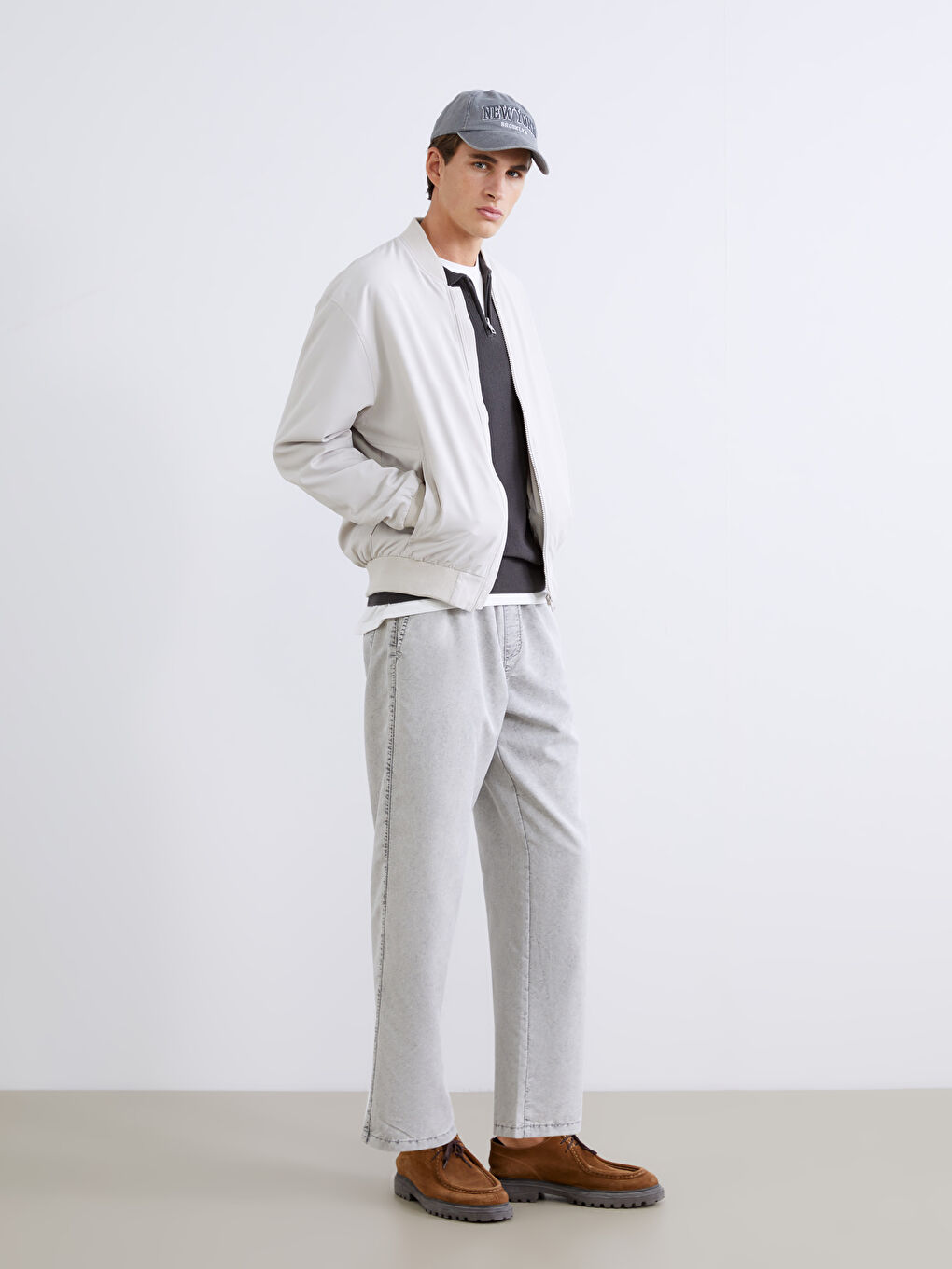 Regular Fit Baseball Collar Men's Jacket-1