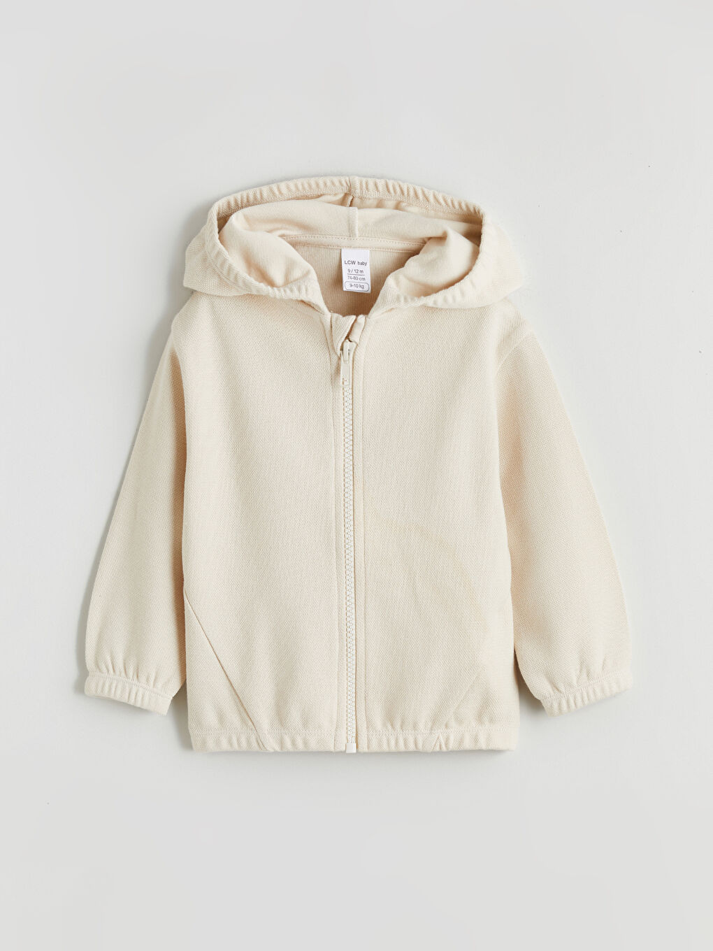 Bej Kapüşonlu Fermuarlı Erkek Bebek Sweatshirt