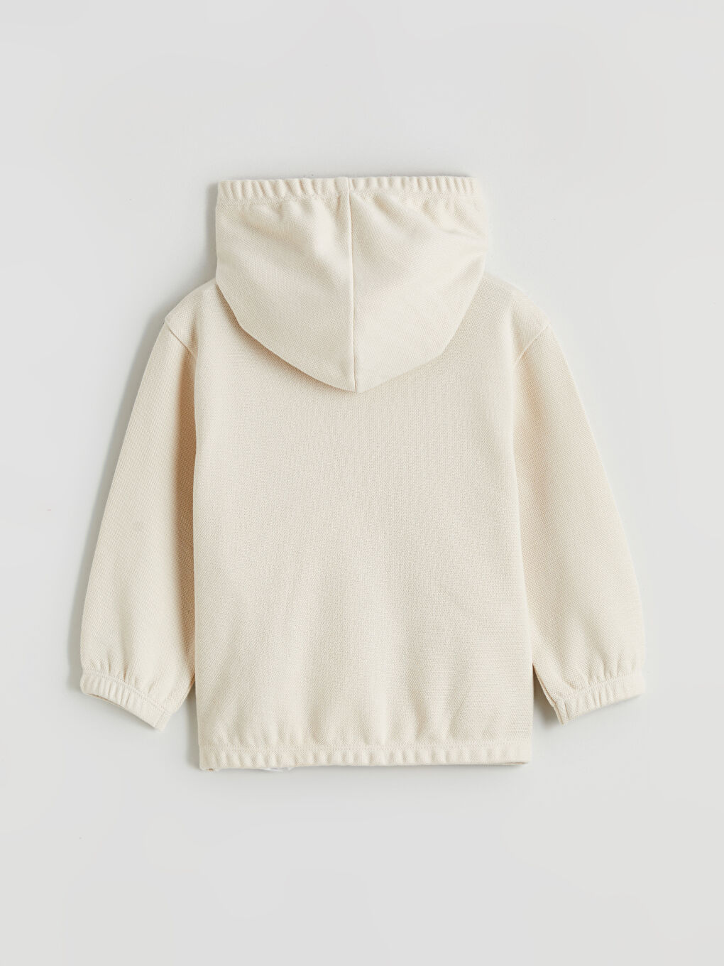 Bej Kapüşonlu Fermuarlı Erkek Bebek Sweatshirt-1