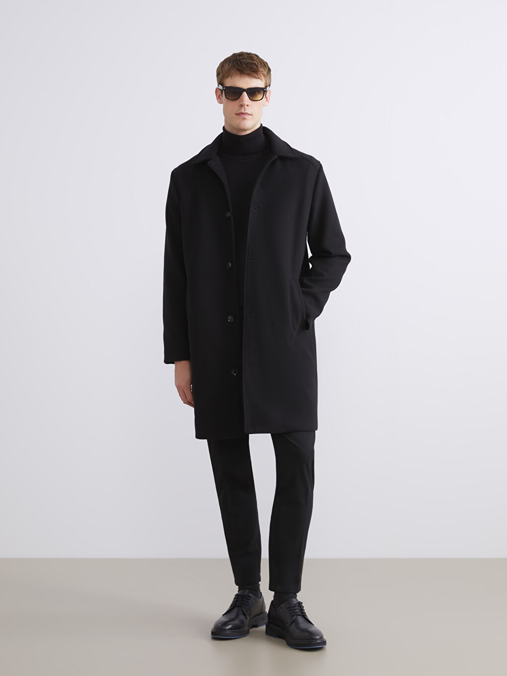 Стандартное Однотонное Мужское Каше Пальто-1