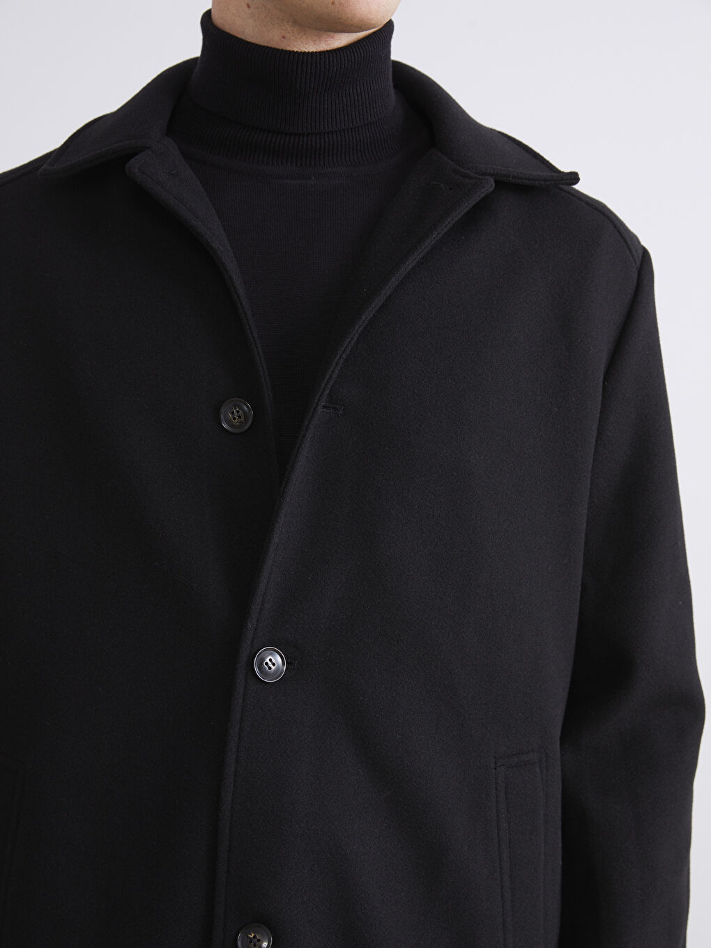 Стандартное Однотонное Мужское Каше Пальто-2