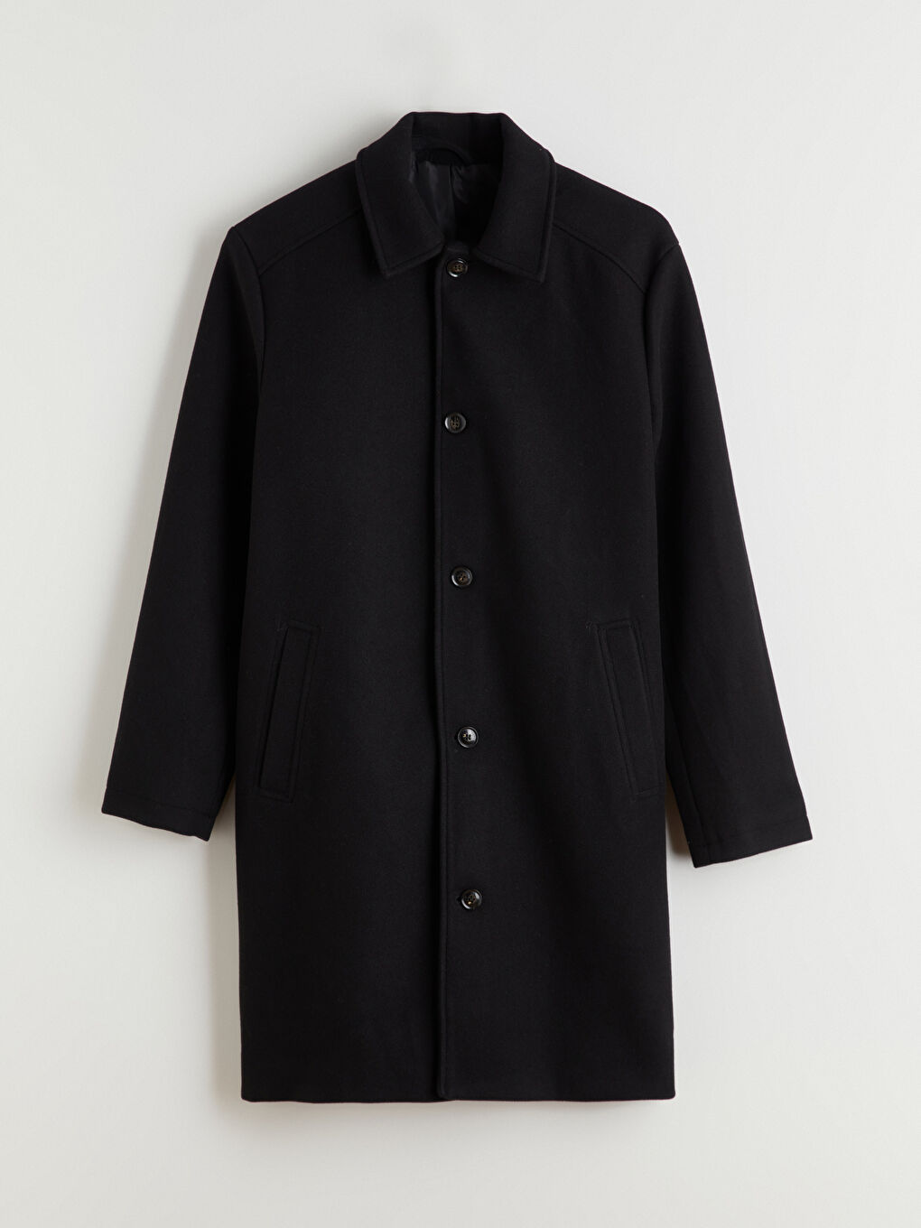 Стандартное Однотонное Мужское Каше Пальто-5