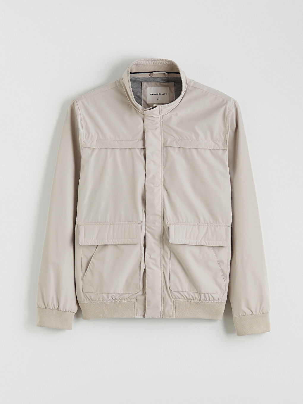 Gri Standart Kalıp Dik Yaka Erkek Mont-5