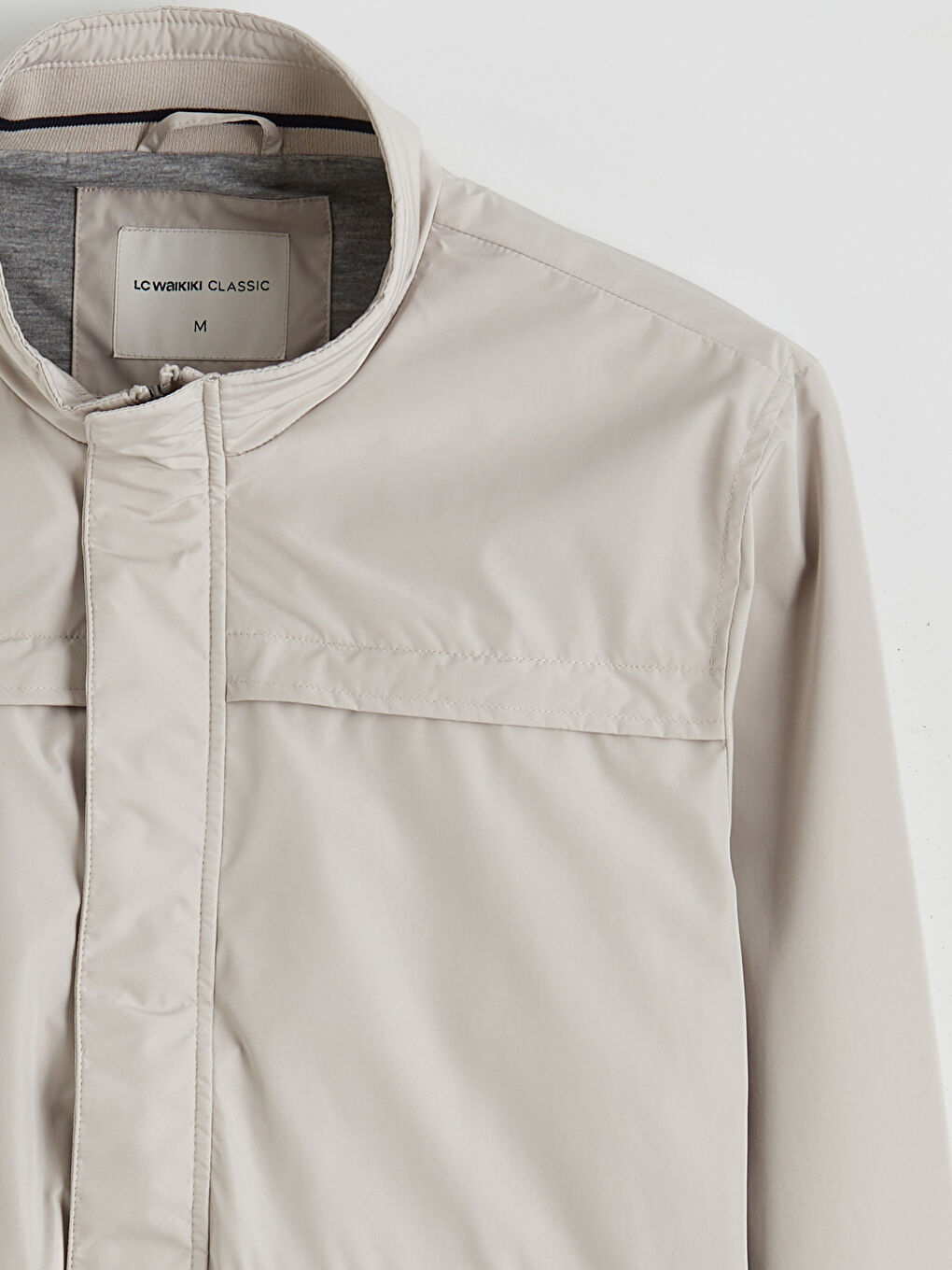 Gri Standart Kalıp Dik Yaka Erkek Mont-7