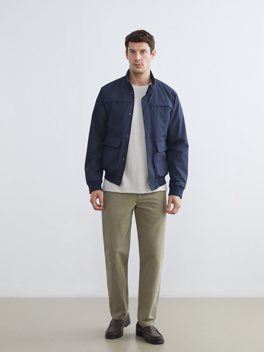 İndigo Standart Kalıp Dik Yaka Erkek Mont-1