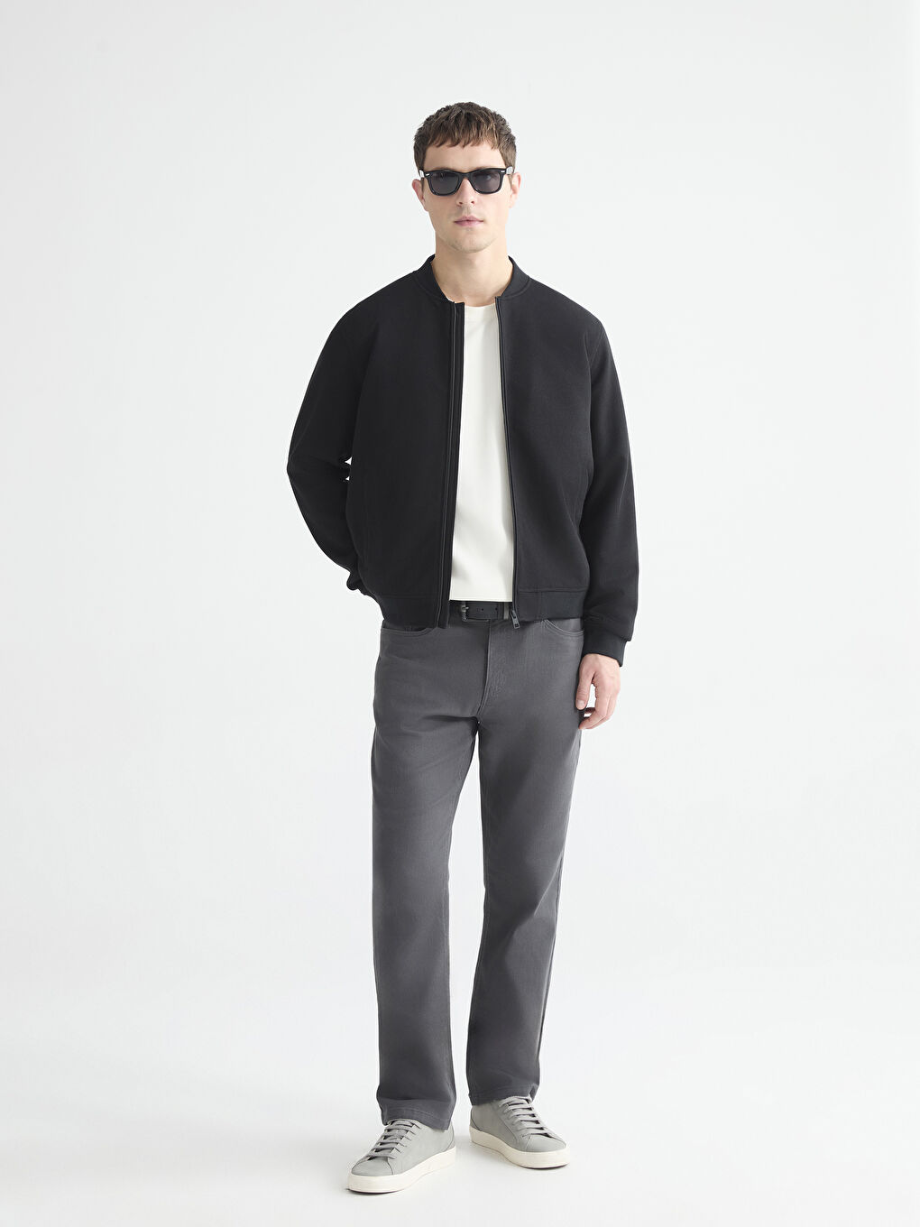 Siyah Standart Kalıp Kolej Yaka Erkek Mont-1