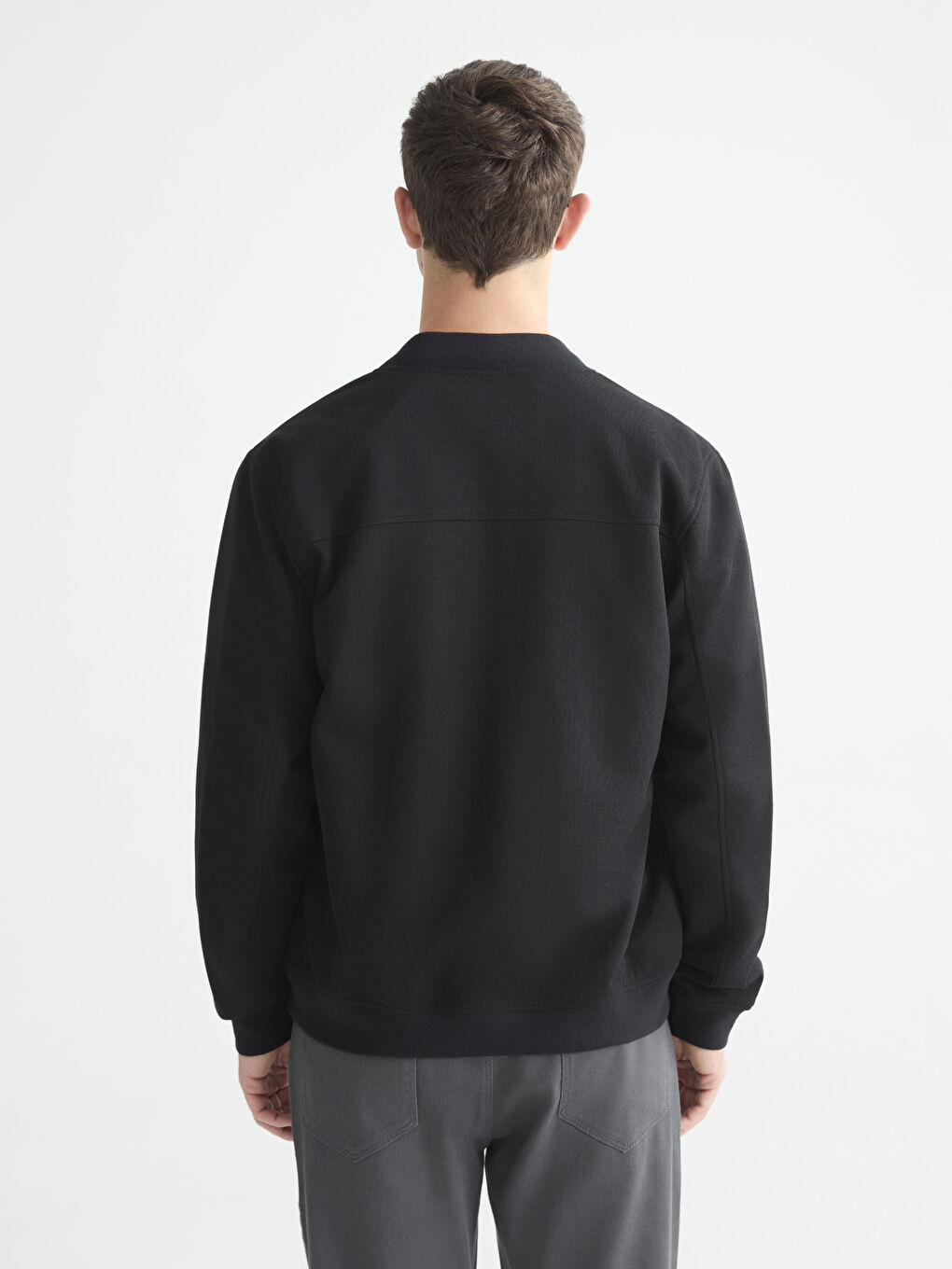 Siyah Standart Kalıp Kolej Yaka Erkek Mont-4