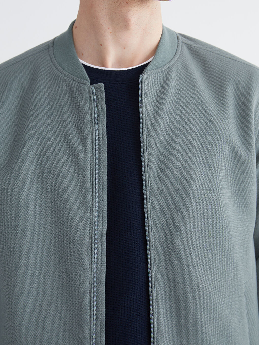 Yeşil Standart Kalıp Kolej Yaka Erkek Mont-2