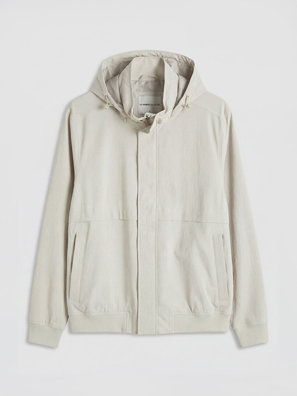 Bej Standart Kalıp Kapüşonlu Erkek Mont