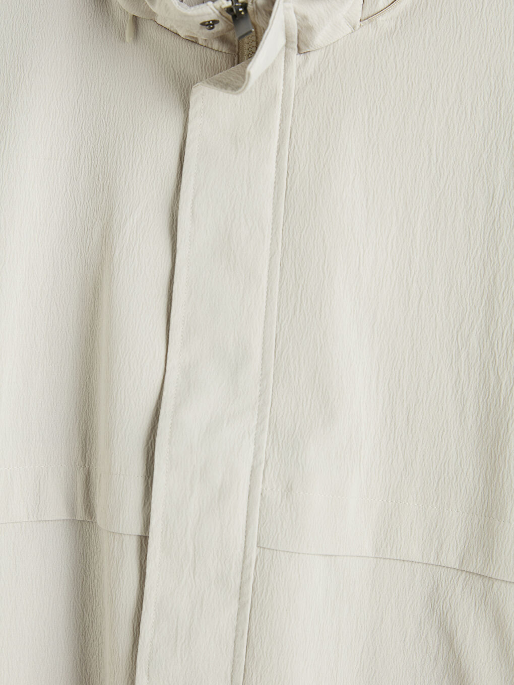 Bej Standart Kalıp Kapüşonlu Erkek Mont-2