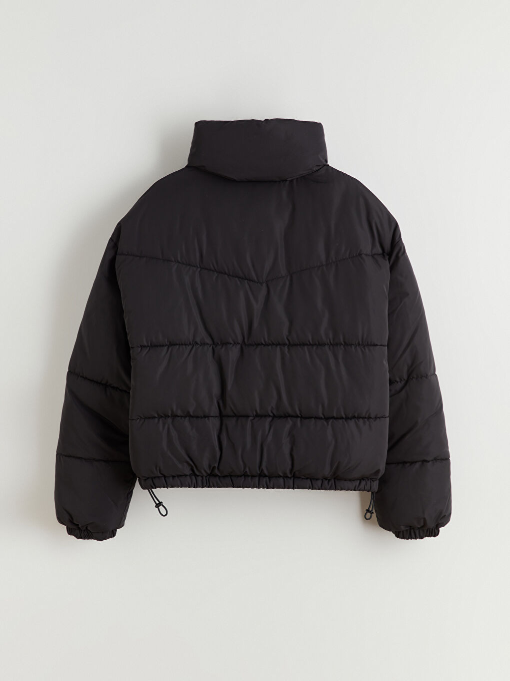 Siyah Dik Yaka Kadın Şişme Mont-6