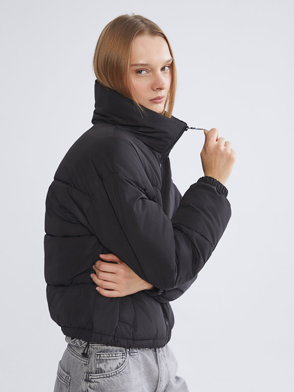 Женщины Черный Пуховое пальто