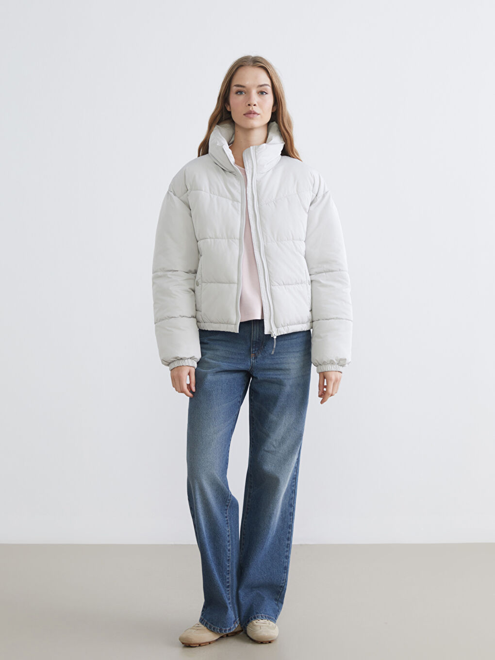 Manteau bouffant GRIS Femme-1