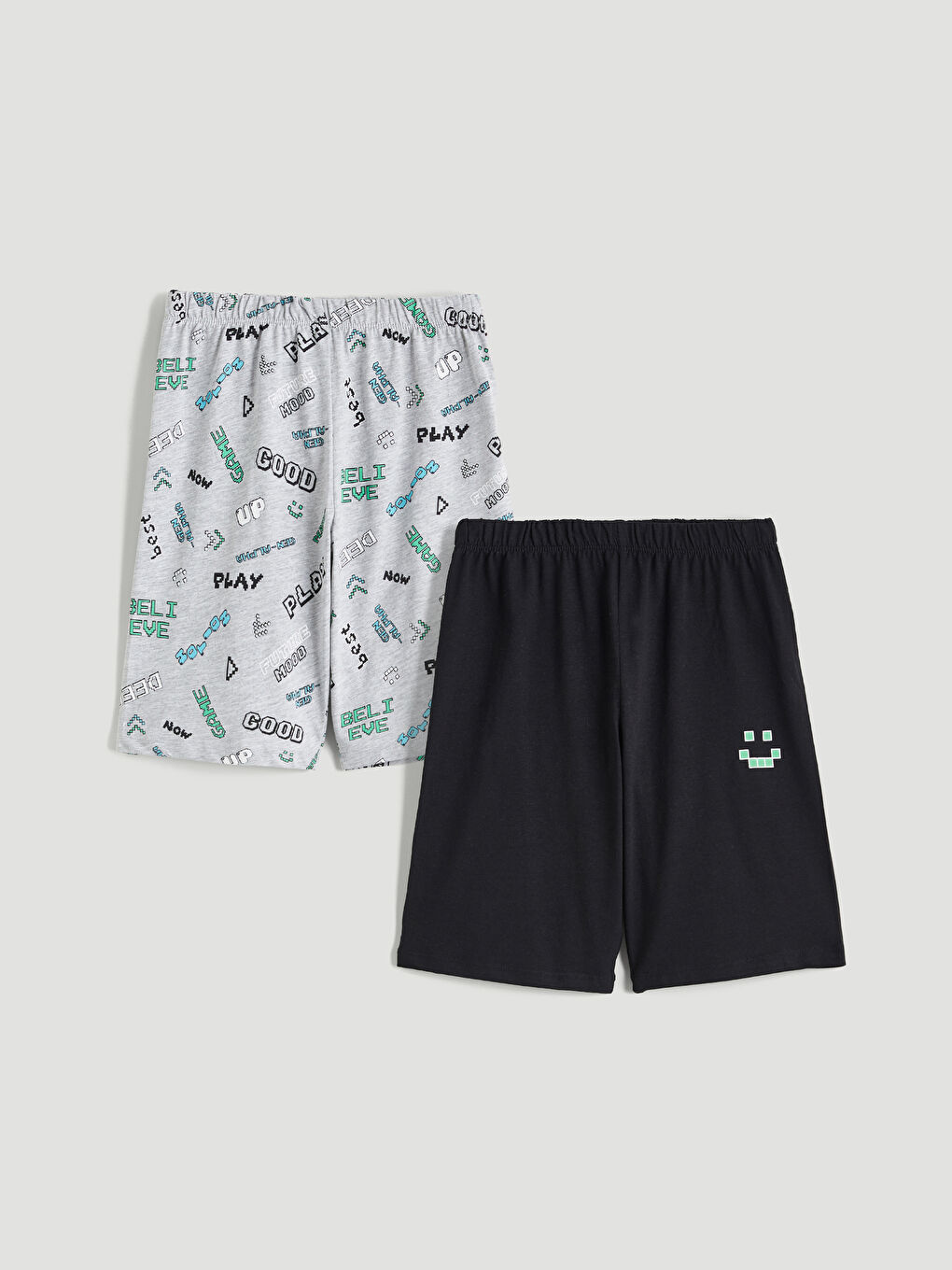 Gri Beli Lastikli Erkek Çocuk Pijama Şort 2'li