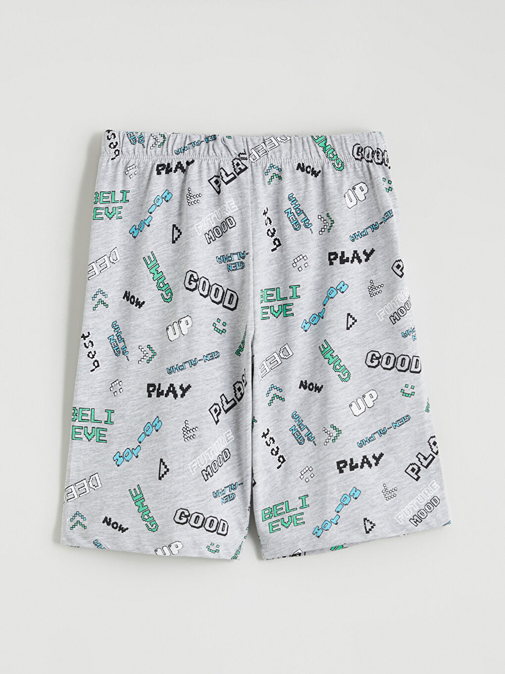 Gri Beli Lastikli Erkek Çocuk Pijama Şort 2'li-4