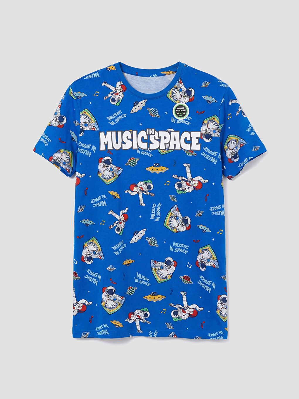 Mavi Bisiklet Yaka Baskılı Erkek Çocuk Pijama Takım-1