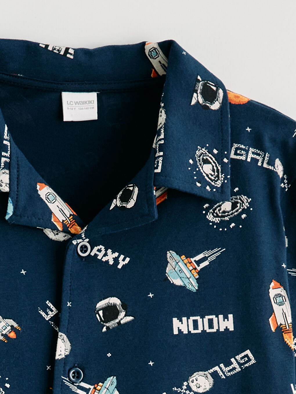 Lacivert Gömlek Yaka Desenli Erkek Çocuk Pijama Takımı-2