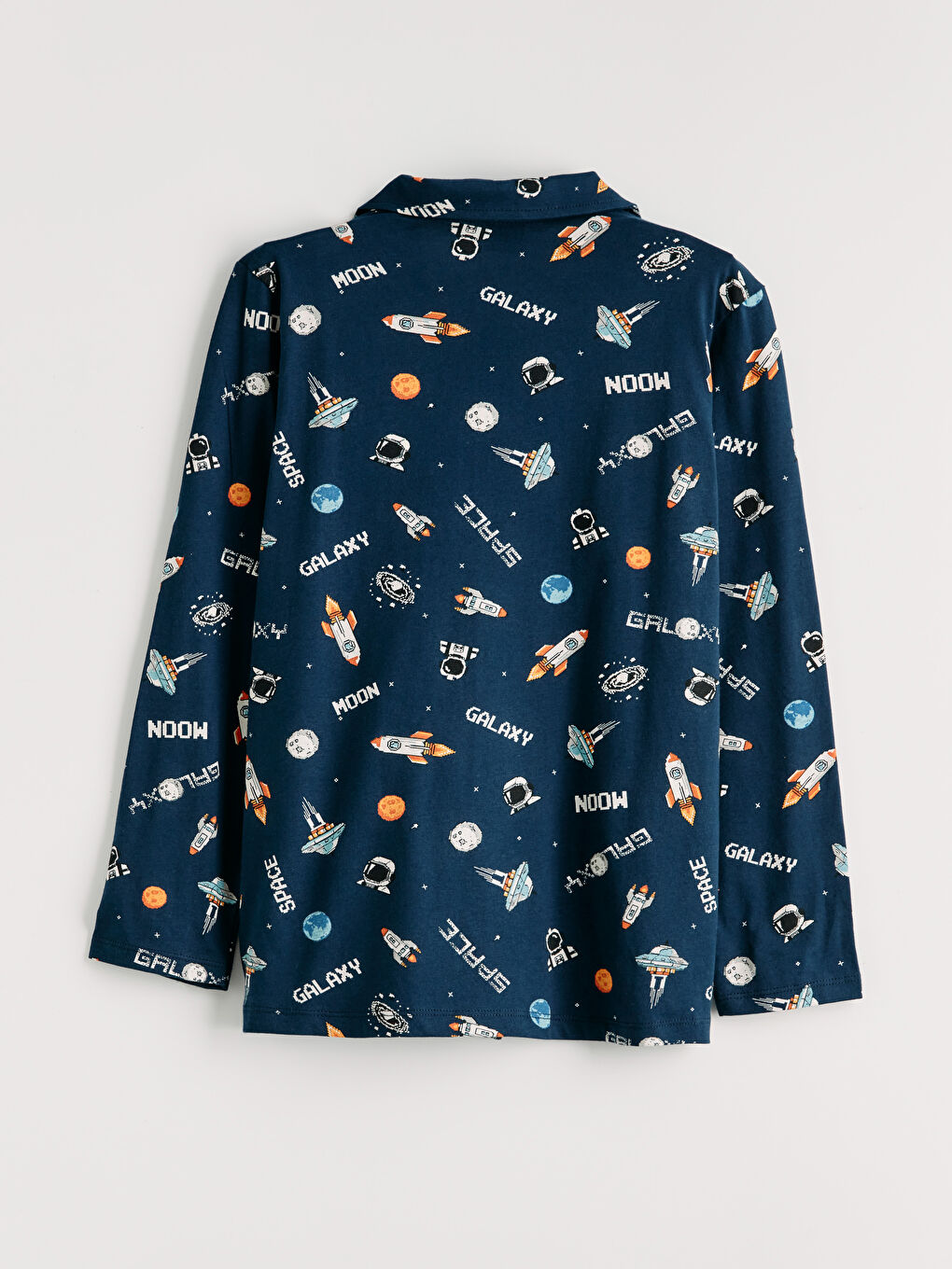 Lacivert Gömlek Yaka Desenli Erkek Çocuk Pijama Takımı-3
