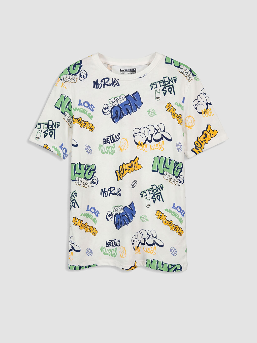 Ekru Bisiklet Yaka Erkek Çocuk Şortlu Pijama Takımı-1