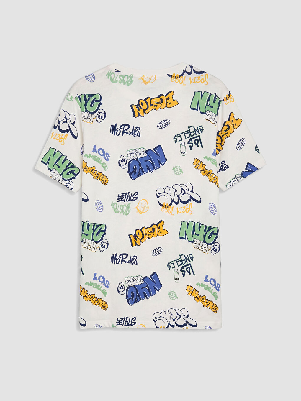 Ekru Bisiklet Yaka Erkek Çocuk Şortlu Pijama Takımı-2