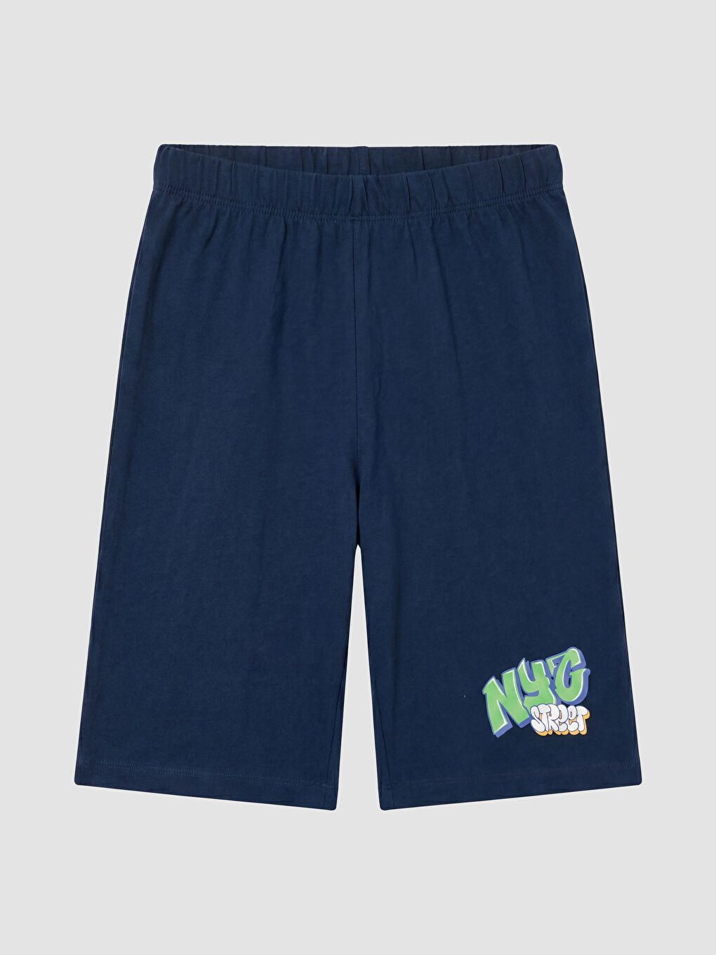 Ekru Bisiklet Yaka Erkek Çocuk Şortlu Pijama Takımı-3