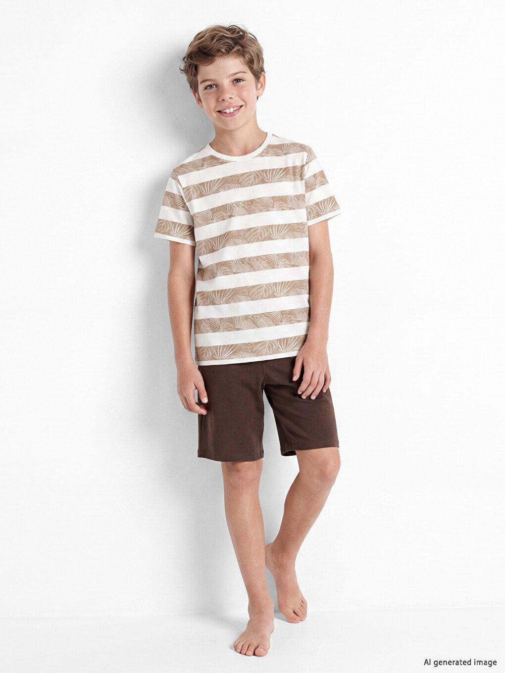 Crew Neck Boys' Shorts Pyjama Set