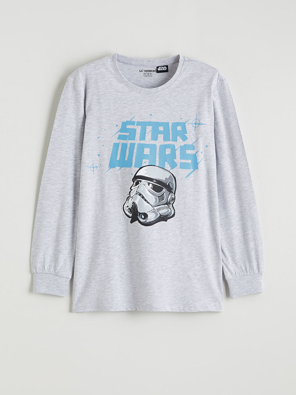 Gri Bisiklet Yaka Star Wars Baskılı Erkek Çocuk Pijama Takımı-1