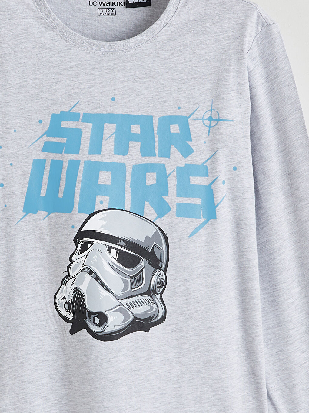 Gri Bisiklet Yaka Star Wars Baskılı Erkek Çocuk Pijama Takımı-5