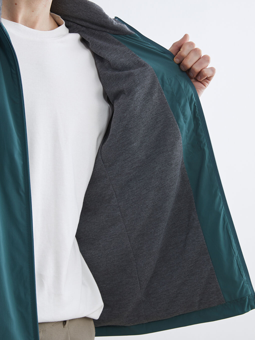 Petrol Standart Kalıp Dik Yaka Erkek Mont-3