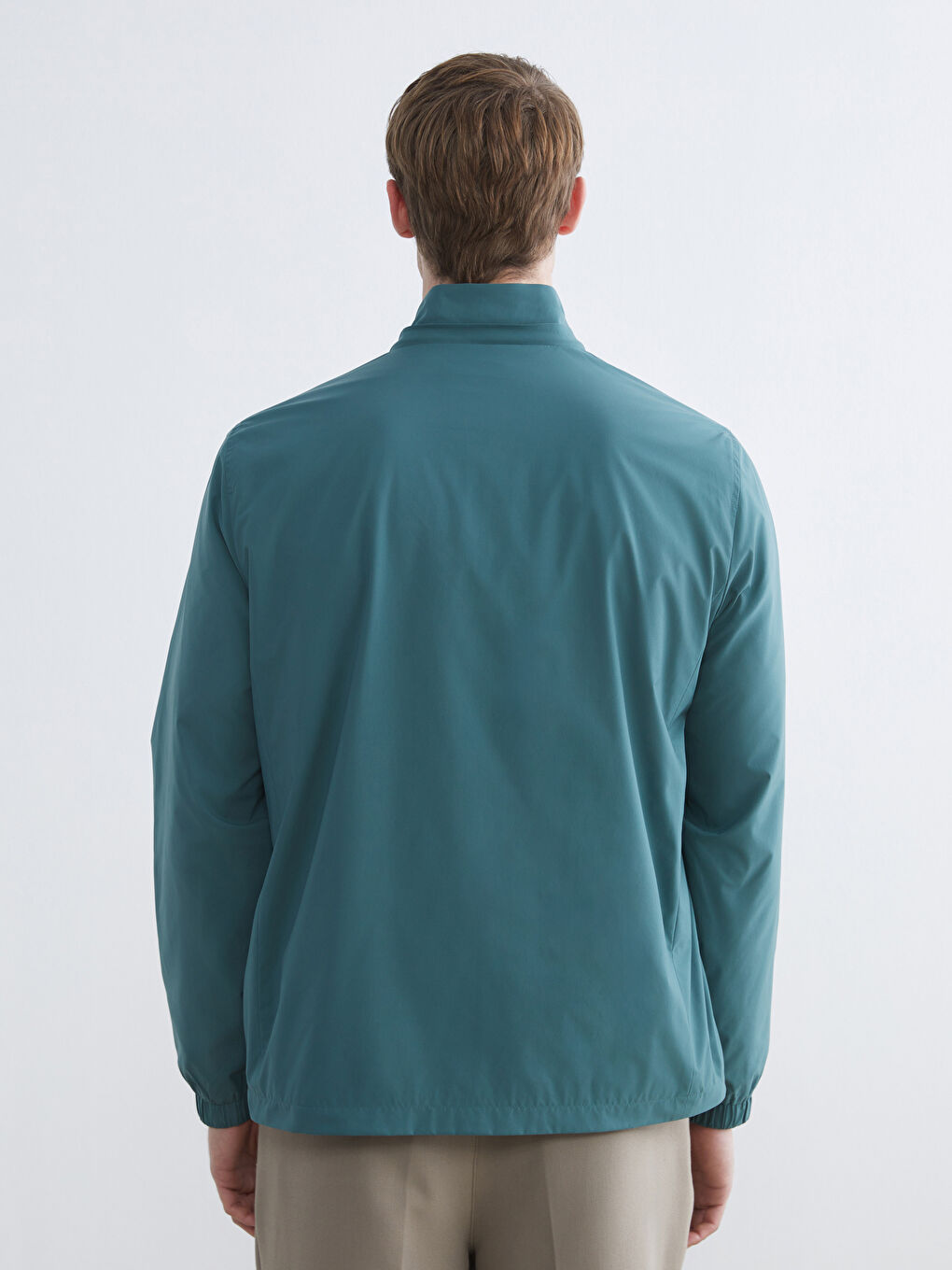 Petrol Standart Kalıp Dik Yaka Erkek Mont-4