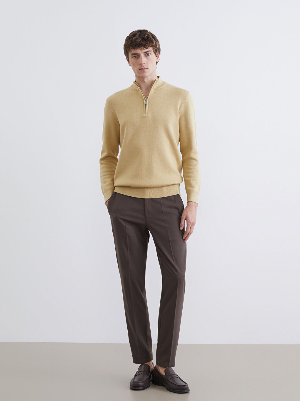 Funnel Neck Men's Knitwear Sweater-1