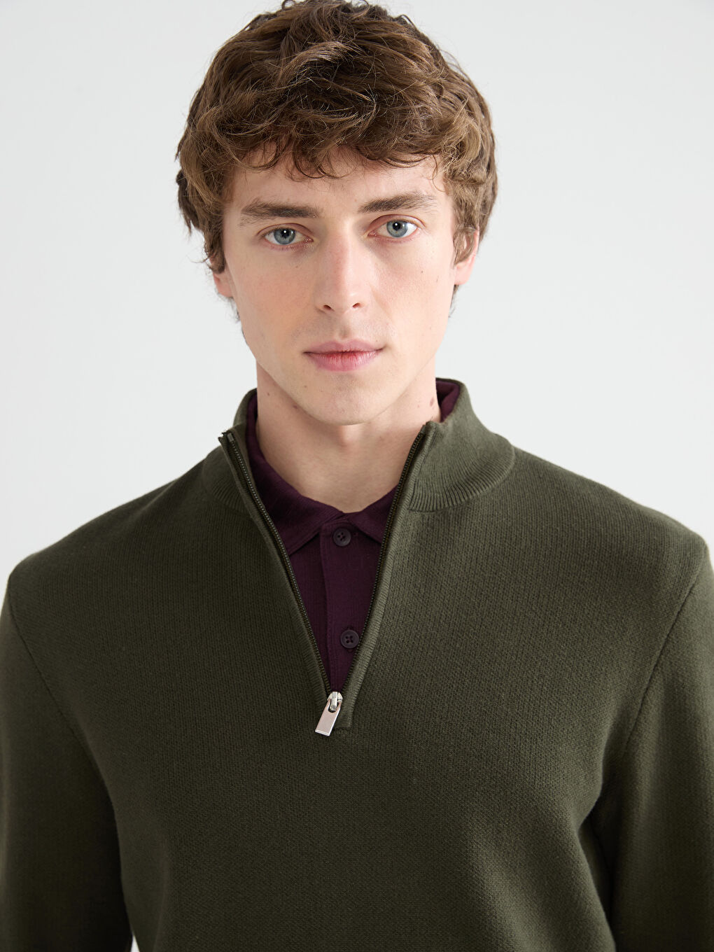 Funnel Neck Men's Knitwear Sweater-2