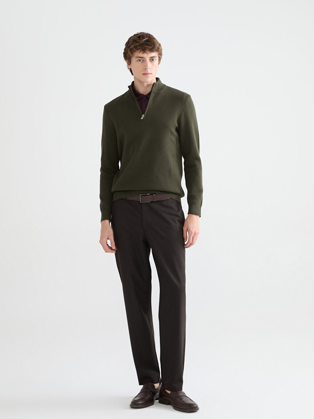 Funnel Neck Men's Knitwear Sweater-1