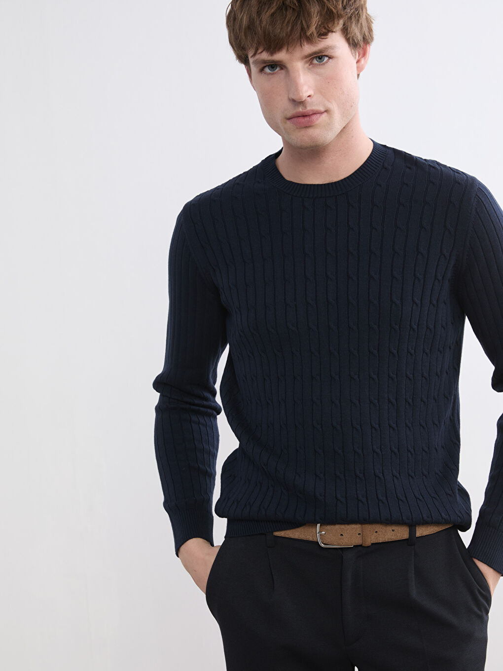 Men's Crew Neck Cable Knit Jumper