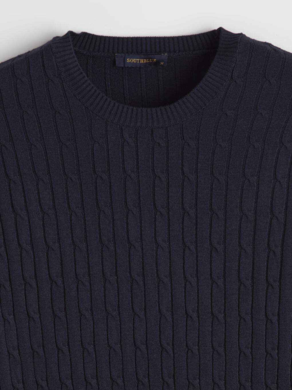 Lacivert Bisiklet Yaka Saç Örgüsü Erkek Triko Kazak-1