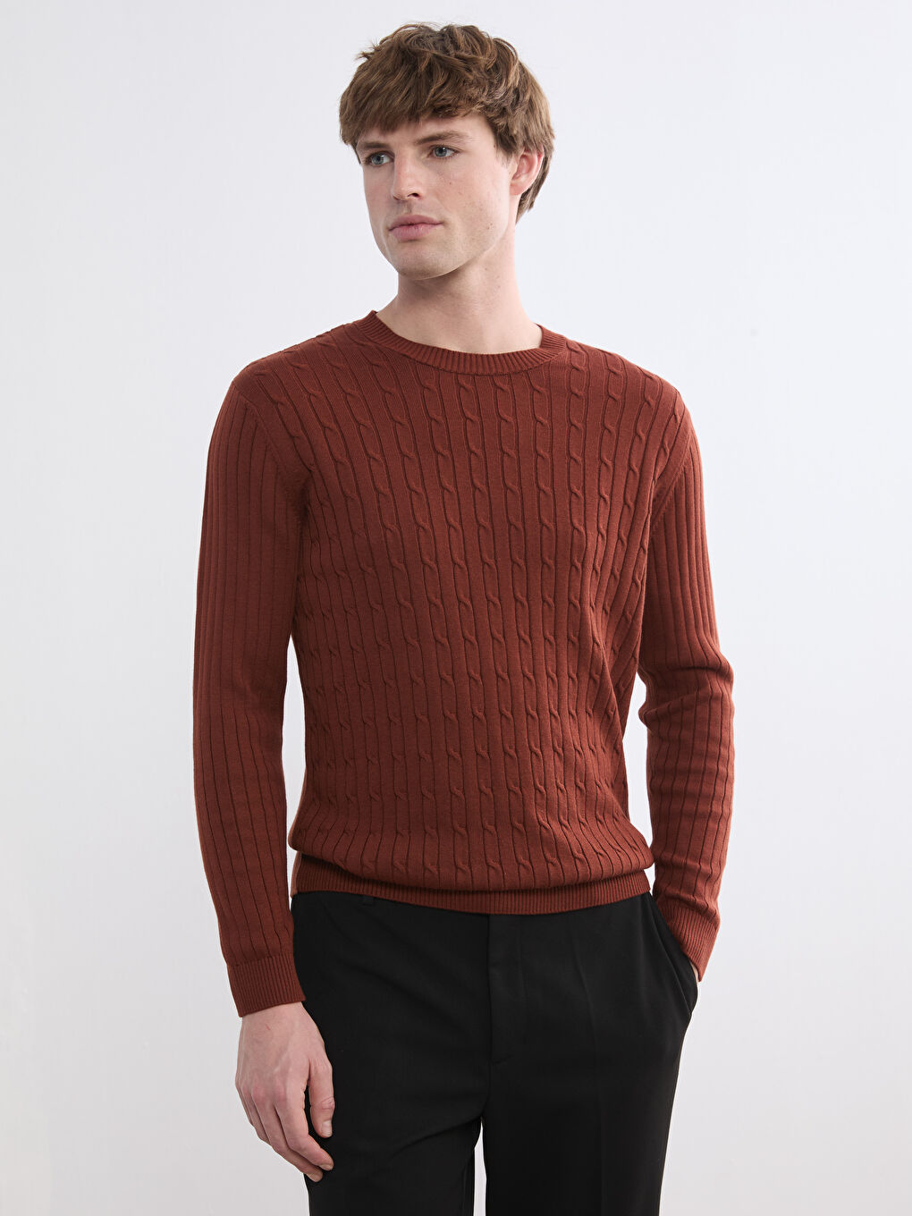 Men's Crew Neck Cable Knit Jumper