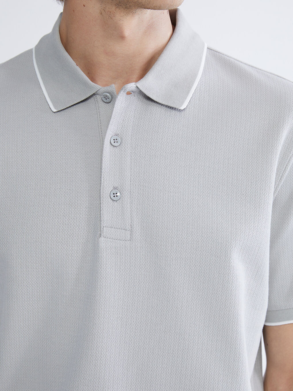 Gri Polo Yaka Erkek Tişört-2