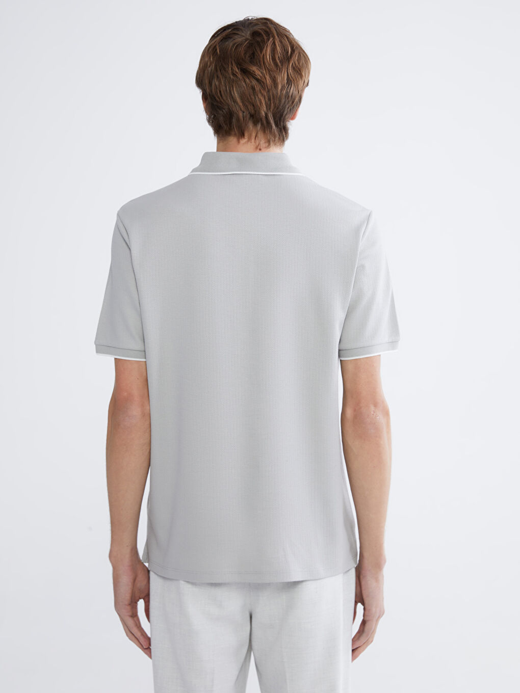 Gri Polo Yaka Erkek Tişört-3