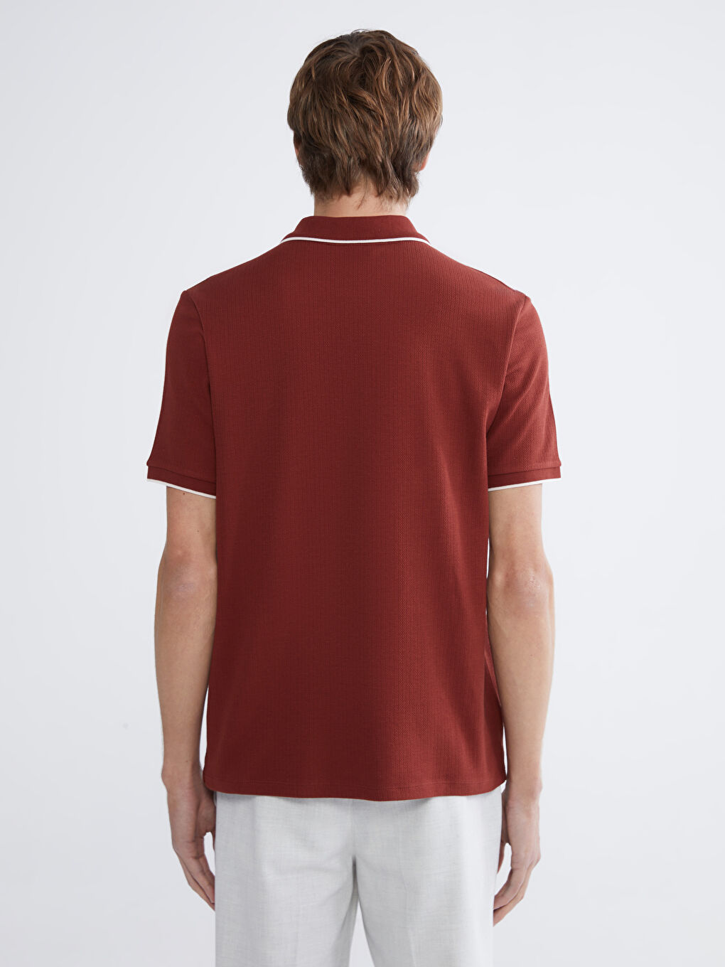 Kahverengi Polo Yaka Erkek Tişört-3