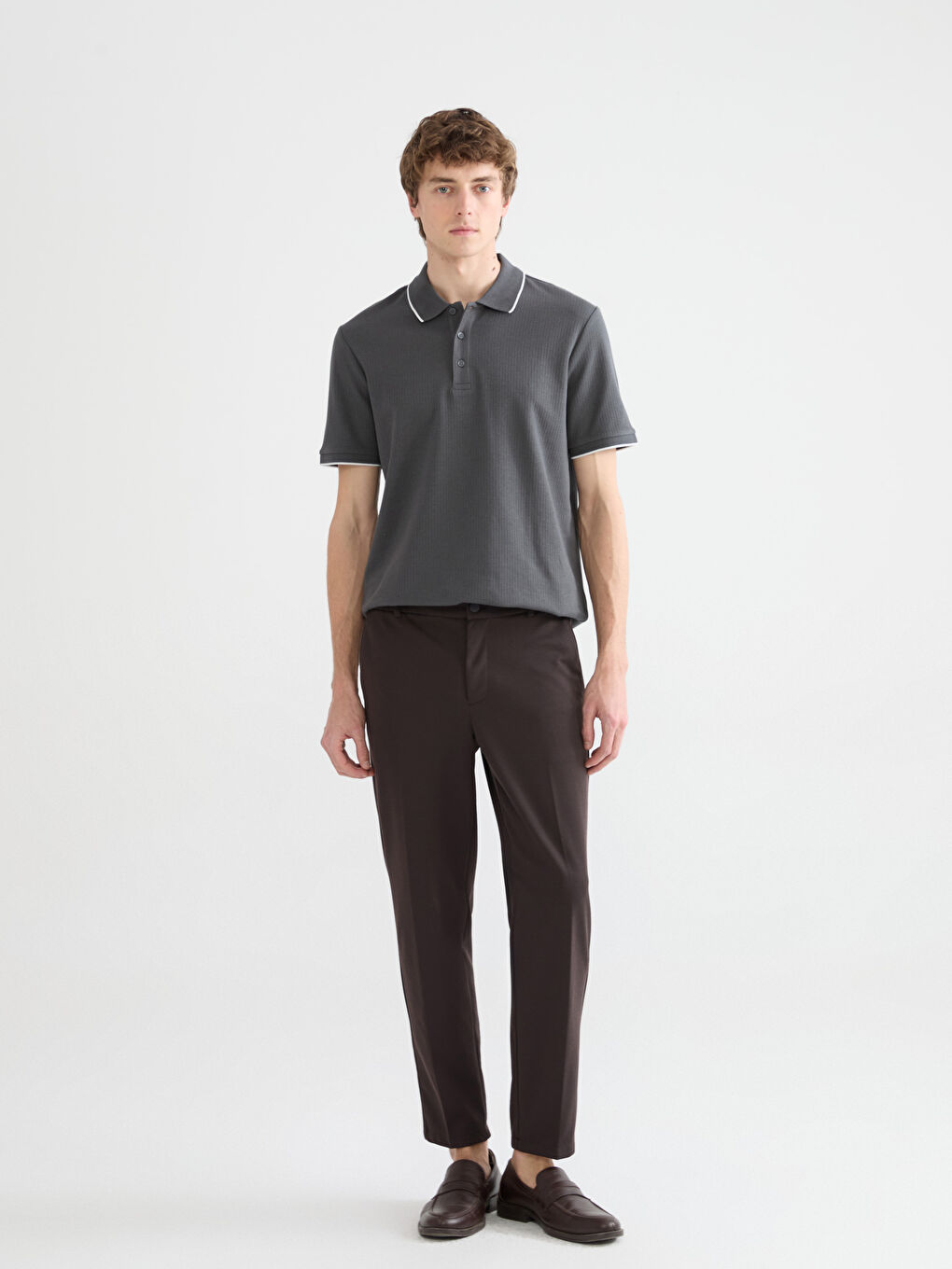 Antrasit Polo Yaka Erkek Tişört-1