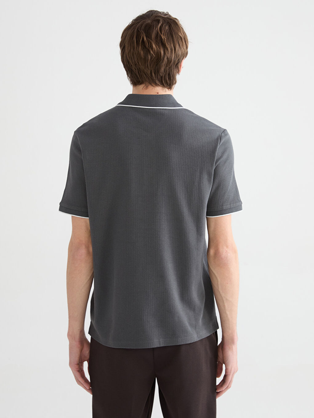 Antrasit Polo Yaka Erkek Tişört-3